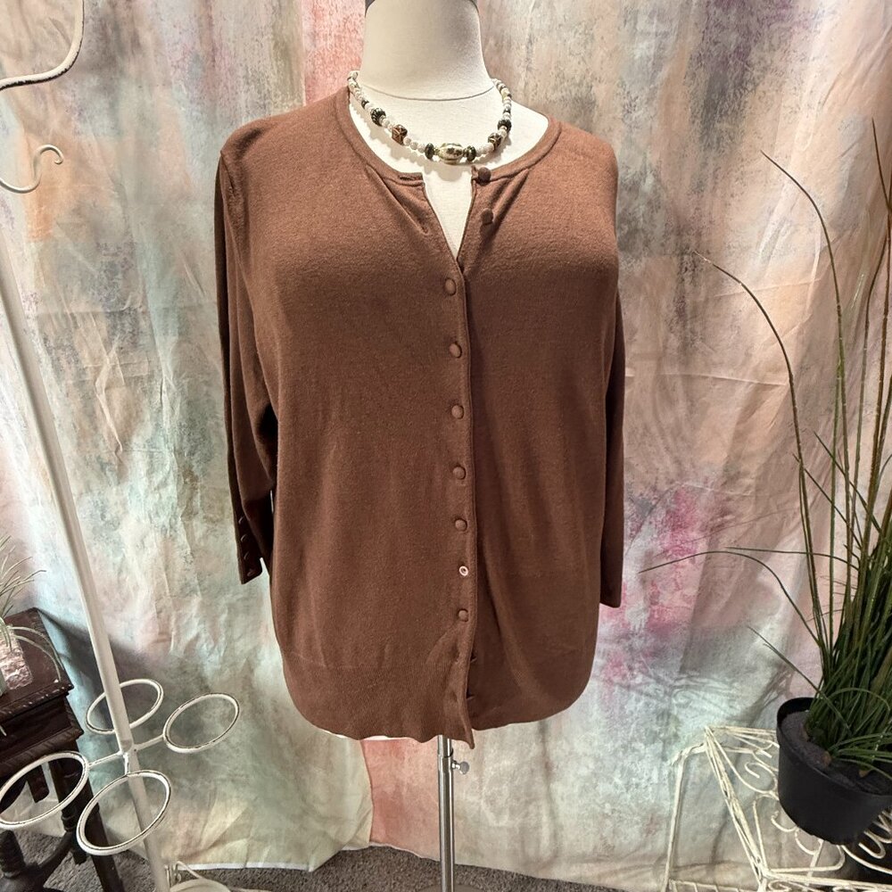 📌EVIE Plus Size Rayon Blend Nougat Brown Soft Cardigan